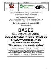 Bases de Concursos entre Comunidades, Promotores de Salud y Comités de JASS. Ccapi, 2016